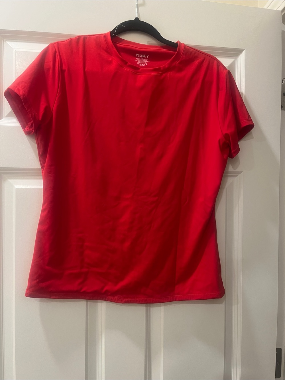 Pumiey Women's Bright Red Short Sleeve Crew Tee
